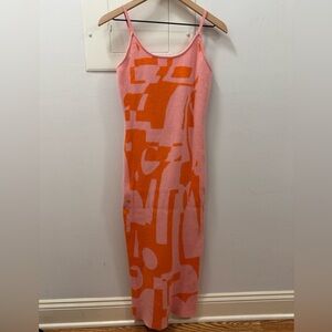Abstract Pink and Orange Dress